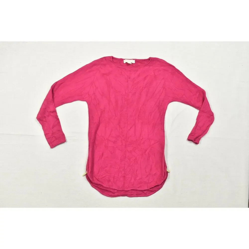Michael Kors Pink Long Sleeve Cotton Blend Side Zip Pullover Sweater Womens Smal